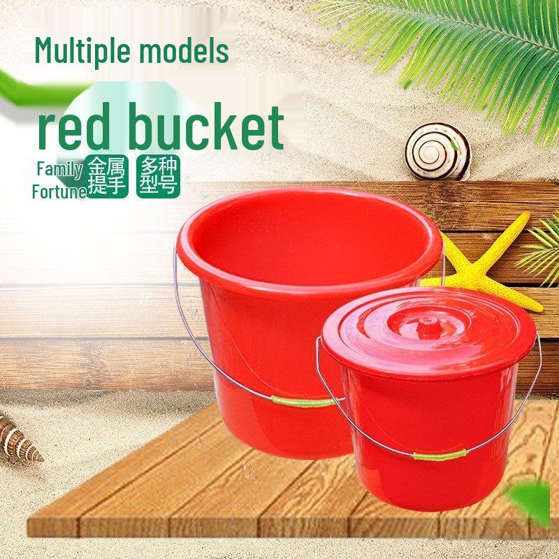 ZISIZ Plastic Handled Red Bucket