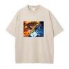 Demon Slayer Rengoku Kyoujurou Akaza Printed Tee Men Short Sleeve Clothing Washed Cotton T-shirt Vintage T Shirt Harajuku Tshirt