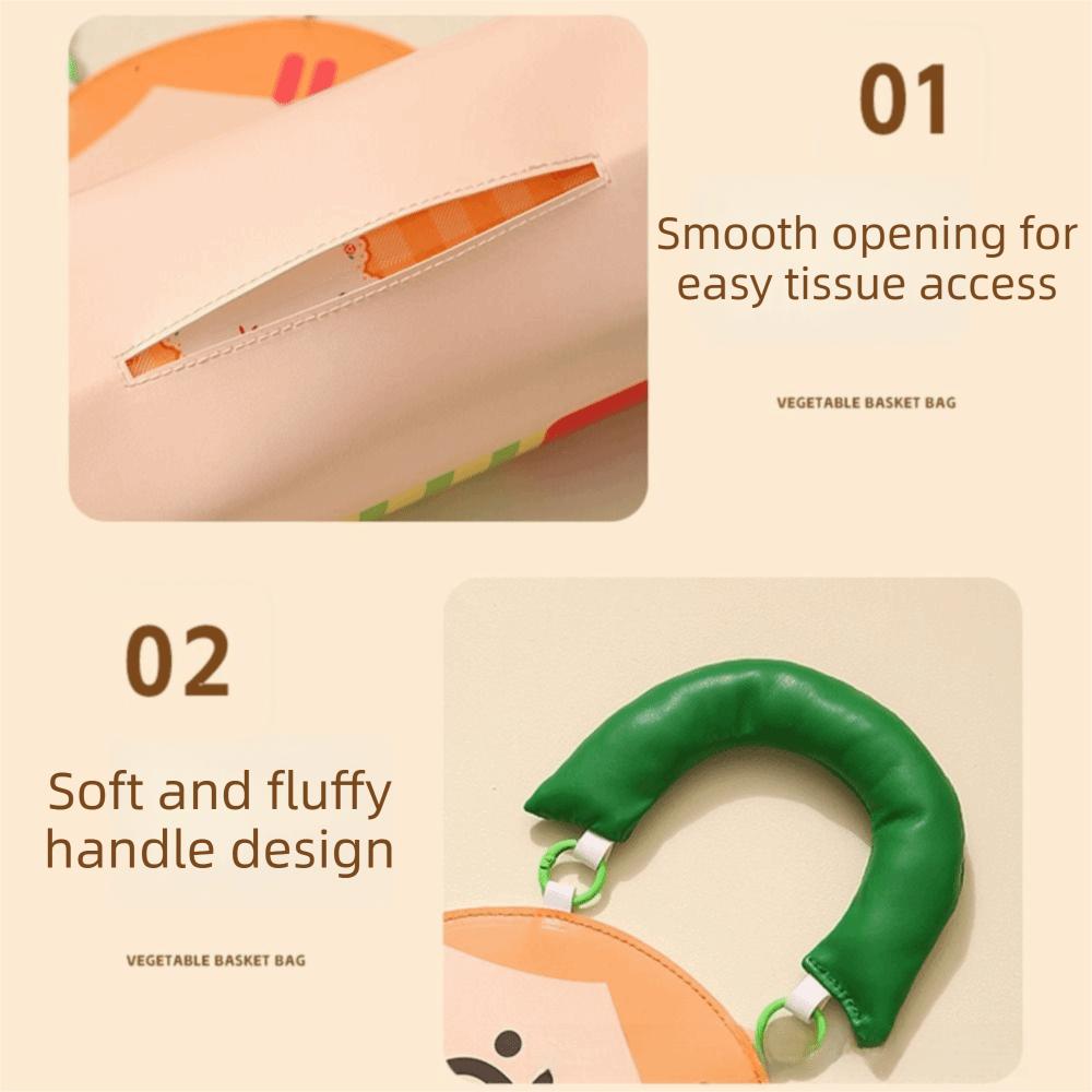 Top Handle Hanging Tissue Bag PU Leather Portable Tissue Cover Hanging Napkin Dispenser  Portable