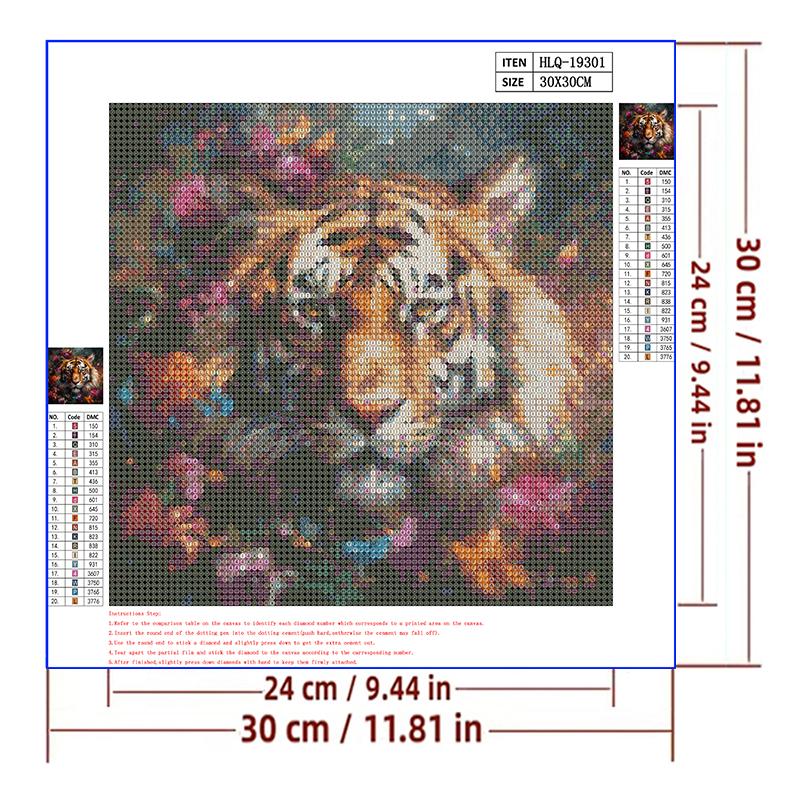 5d DIY Diamond Painting Cross Stitch Oil Painting Tiger Animals Diamond Embroidery Mosaic Full Round Drill Home Decor Arts