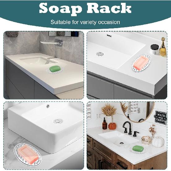 Plastic Soap Dish 2 Pack Clear Soap Dish for Bar Soap with Holes Soap Savers Soap Sponge Holder for Kitchen Bathroom Shower Counter 4.5 x 3 x 0.7