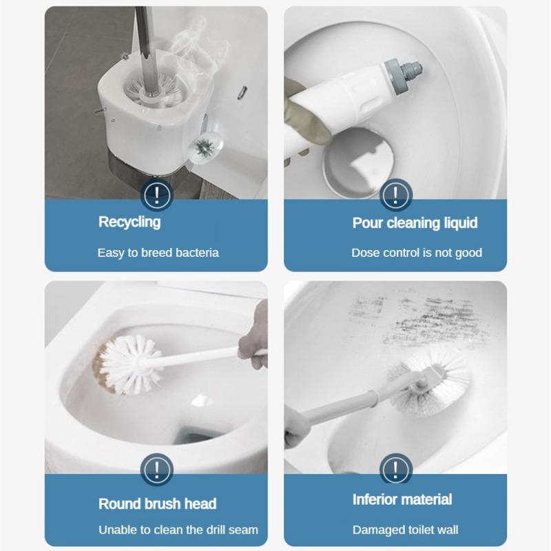 Bílý průhledný toaletní kartáč Odolný házecí výměnný kartáčový kartáč Sada toaletních čisticích kartáčků Příslušenství pro úklid domácnosti