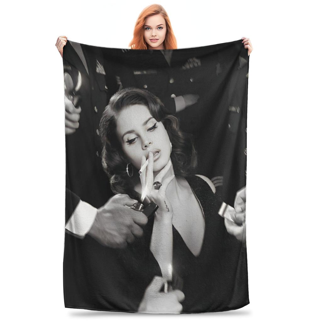 American Singer Lana Del Rey Blanket Pop Culture Music Flannel Novelty Soft Throw Blanket for Home Spring/Autumn