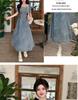 Flattering Plus Size French Square Neck Denim Puff Sleeve Summer Dress for Women