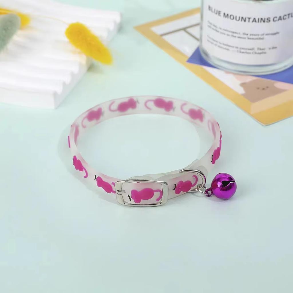 Luminous Cat Necklace Glowing Small Dog Cat Collar Anti-Loss Fluorescent Silicone Cat Bell Collar Neck Ring Pet Cat Accessories