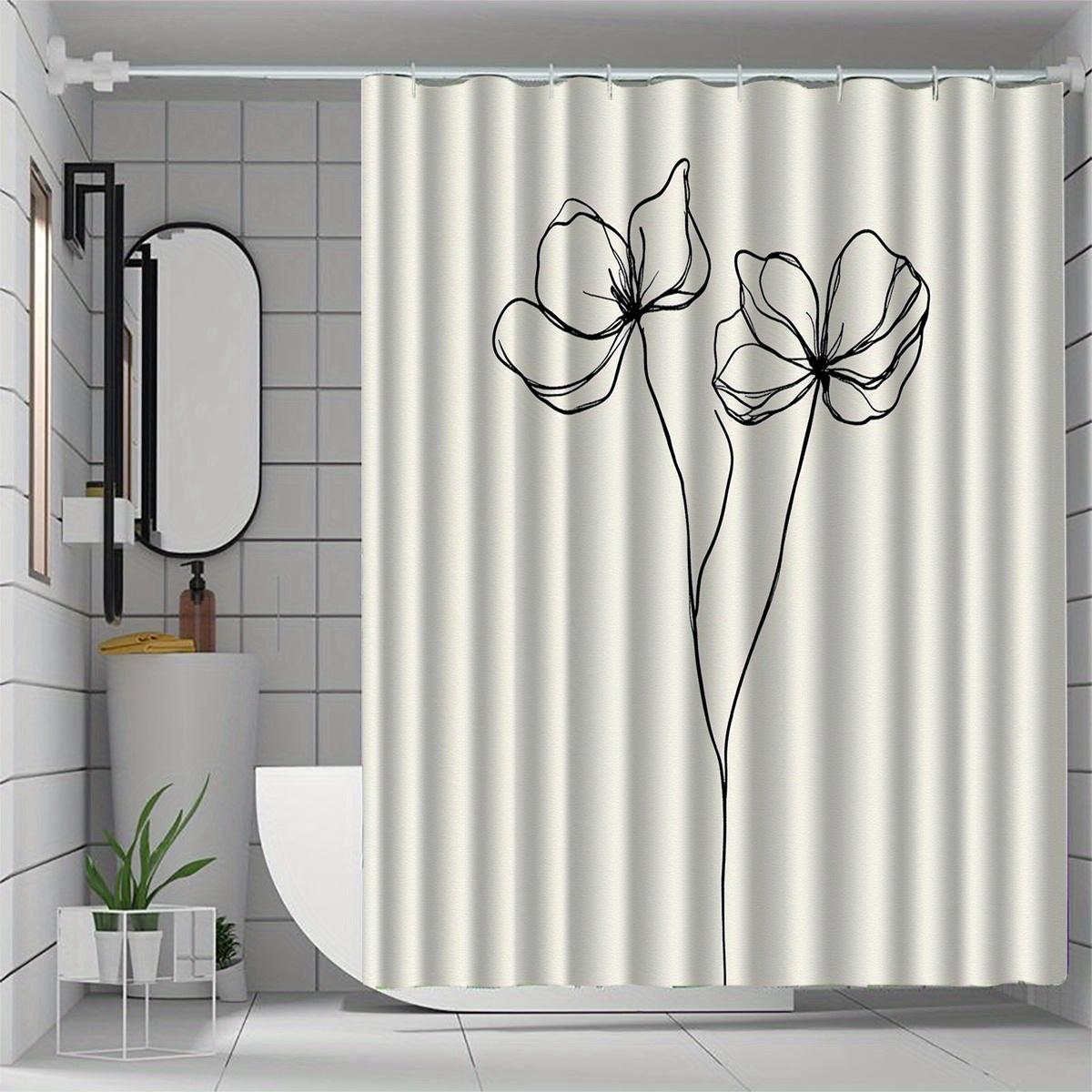 

1Pc Floral Pattern Shower Curtain With Hook, Bathroom Partition, Bathroom Accessories, Home Decoration W60H190(CM)-1 Pcs