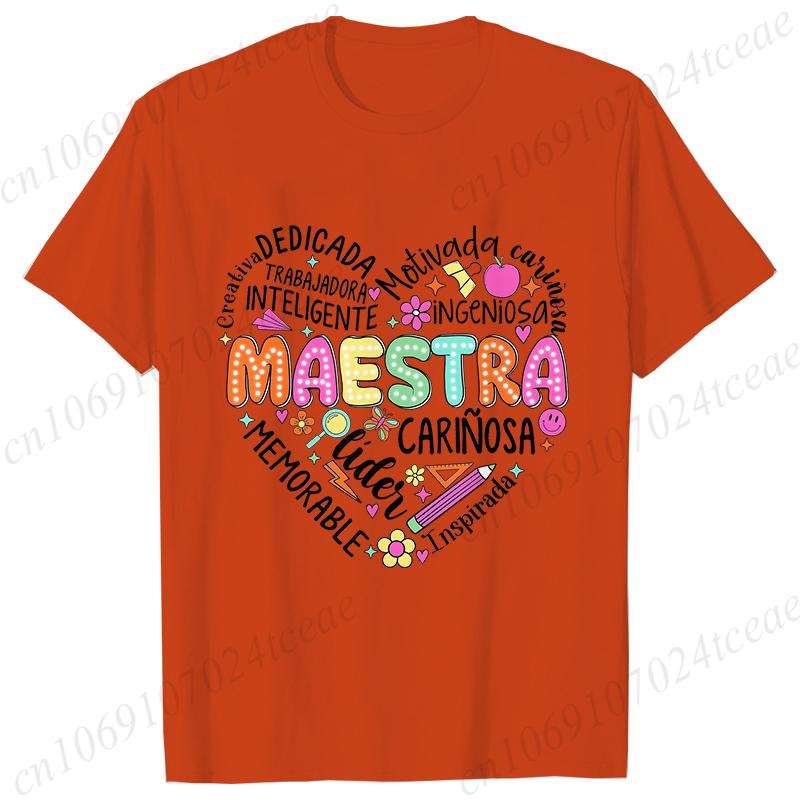 Spanish Maestra Women Girl T-shirt Casual Short Sleeve Round Neck Fashion Tee Shirt Teacher Comfy Tee Top Teacher Summer Clothes
