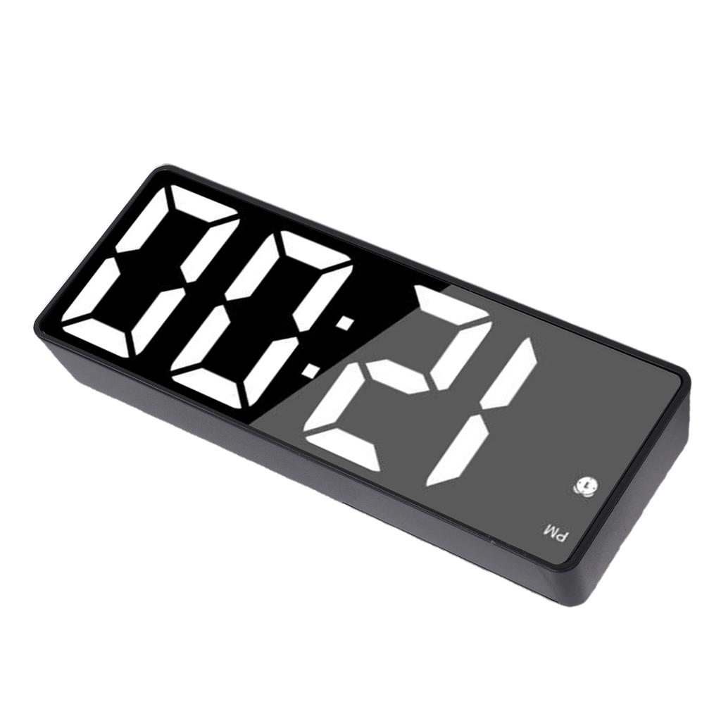 LED Mirror Alarm Clock Smart Digital Clock with Voice Control Multifunction Large Display Silent Movement