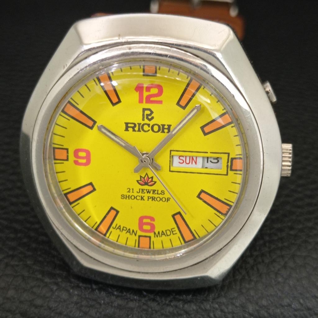 Ricoh R31 AUTOMATIC VINTAGE JAPAN MENS YELLOW COLOR DIAL WATCH A707706-1