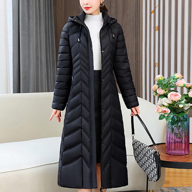 Paltoane Lungi de Iarnă Elegante pentru Femei cu Glugă, Parka Casual Groasă și Călduroasă, Jachete pentru Femei