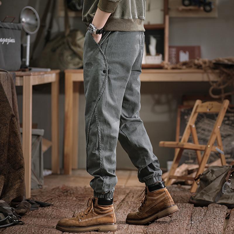 Men's casual pants spring new Korean version trendy brand loose cotton leggings overalls men's clothing ruffian handsome Harlan pants