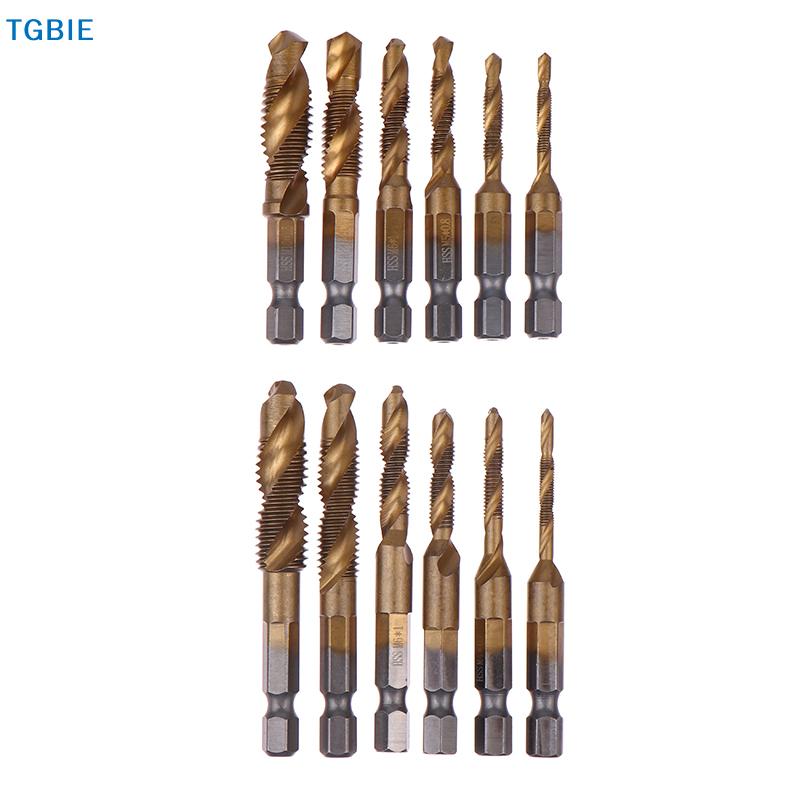 [TL]6 Stück Kombinierte Metrische Gewindebohrer-Bohrer Schraubengewinde Sechskant Schaft Maschine Titan HSS Gewindebohrer Bit Werkzeug Für Metall Stahl Holz Kunststoff