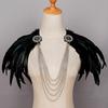 Women's Black Feather Shawl Cape Gothic Feather Shrug Poncho Collar Witch Cosplay Costume for Halloween Carnival