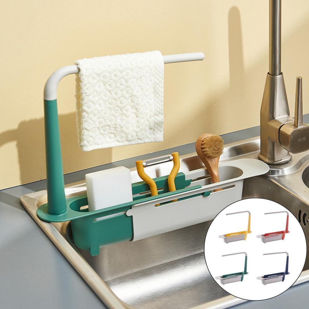 Buy Telescopic Sink Shelf Kitchen Sinks Organizer Soap Rag Sponge