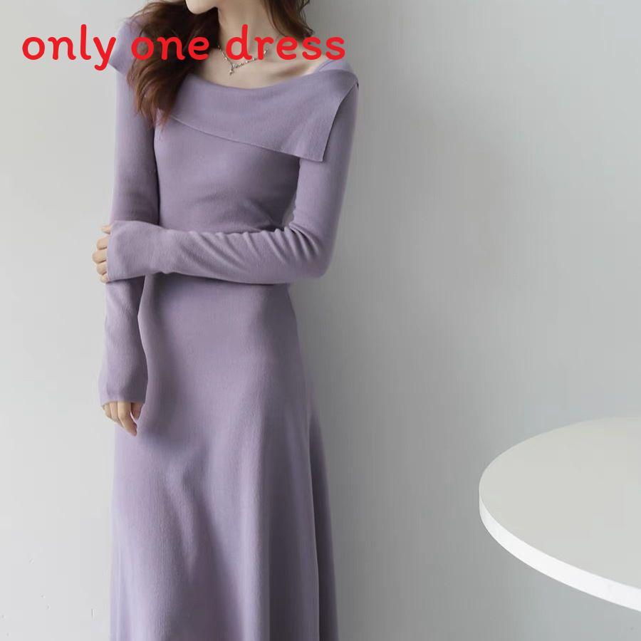 Fashion Knitted Off Shoulder Dress With Long Sleeves For Casual And Party Wear