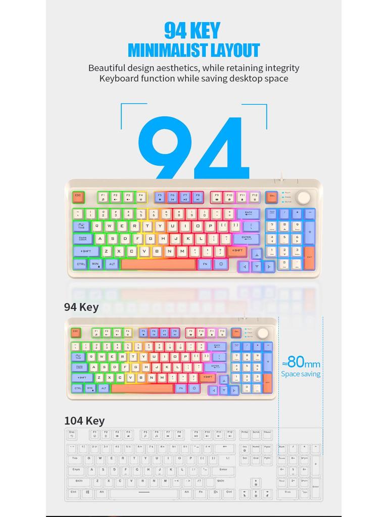 Silver Fox K820 Three-Color Backlit Russian Gaming Wired Keyboard & Mouse Set