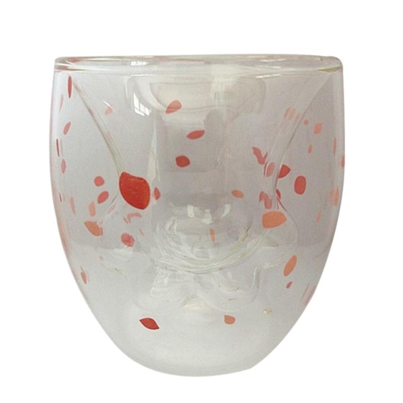 Cat Claws Creative Glass Double Floor Coffee Milk Glass Cherry Powder Homemade Transparent Glass Glass