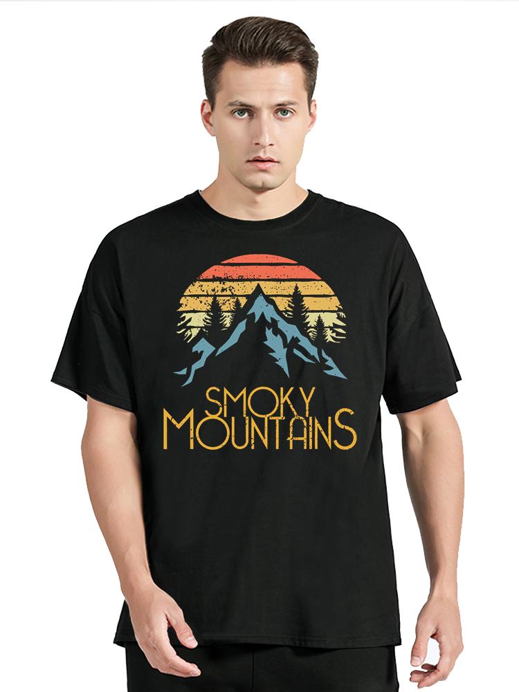 Smoky Mountains Hiking T-shirt Vintage Camping Funny T Shirt Harajuku Streetwear Tshirt Cotton O-neck Summer Unisex Tops Tees