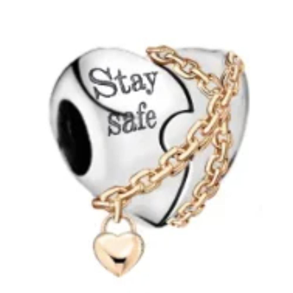 925 Silver Golden Charm Crown Family Tree Safety Chain Hollow Beads for Women DIY Bracelets Jewelry