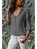 Autumn Winter Fashion Womens Chiffon Shirt Long Sleeves Deep V Neck