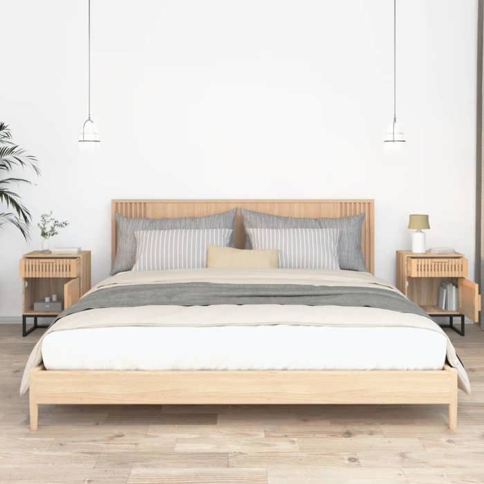 VidaXL Bedside Tables 2 Pcs, Nightstands with Compartment, Bed Cabinets, Bedroom Storage Furniture, 352096