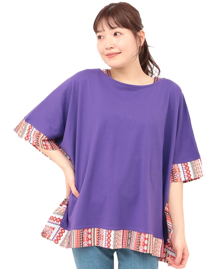 

Titicaca Square Poncho with Patterned Free OSJBC109 Women s Stripes, Size, Purple,