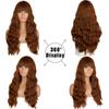 MERISIHAIR Synthetic Heat-Resistant Women's Wig With Bangs Ombre Red Brown Cosplay Long Wavy Curly Hair Lolita Wig