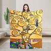 Gustav Klimt Blankets Tree of Life Stoclet Frieze Flannel Funny Breathable Throw Blanket for Home Restaurant Textile Decor