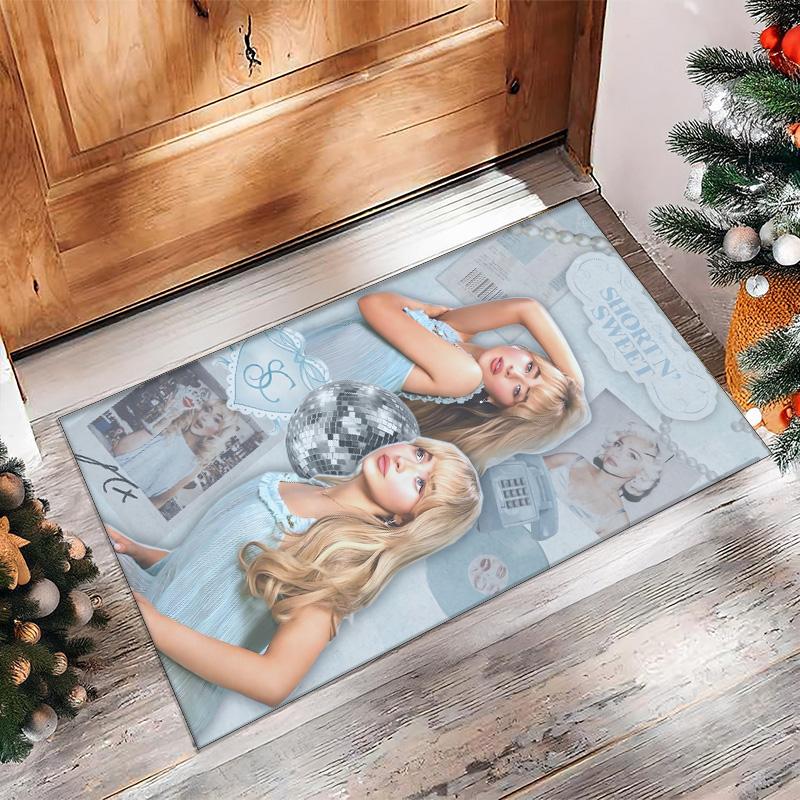 Soft Crystal Velvet Floor Rug,Sabrina Carpenter Anti Slip Decorative Carpet, Plush Area Mat For Indoor Home Decoration