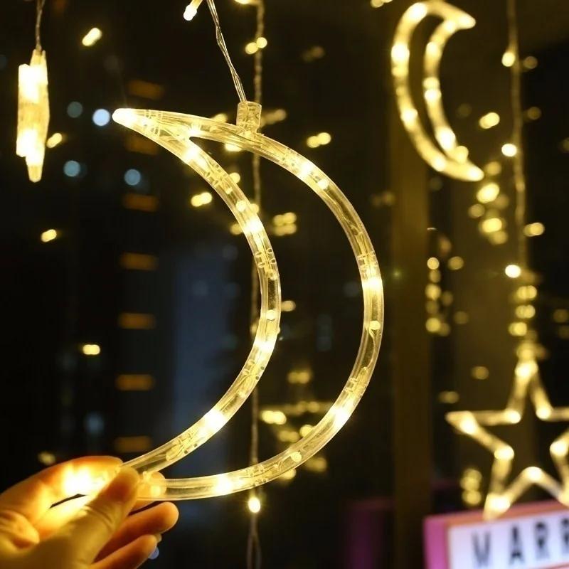 2.5M LED Lights Romantic Moon Star LED Curtain String Lighting Strip Holiday Wedding Garland Party Decoration