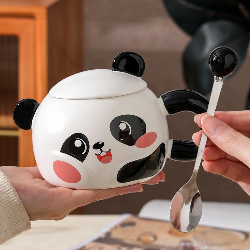 Creative And Cute Panda Ceramic Cup Home Large-Capacity Office Couple Water Cup With Gifts High Value