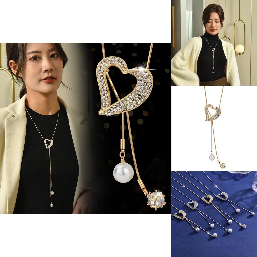 Elegant Heart Shaped Crystal Necklace With Pearl Accents In Stylish Designs For Women