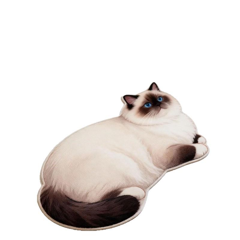 Cartoon Kitten Doormat: Cute Faux Cashmere, Dirt-Resistant Bathroom or Bedroom Floor Mat