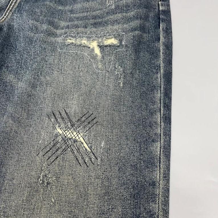 Spring Casual Retro Patchwork Men's Straight Loose Fit Jeans Versatile Shaped Boy Pants