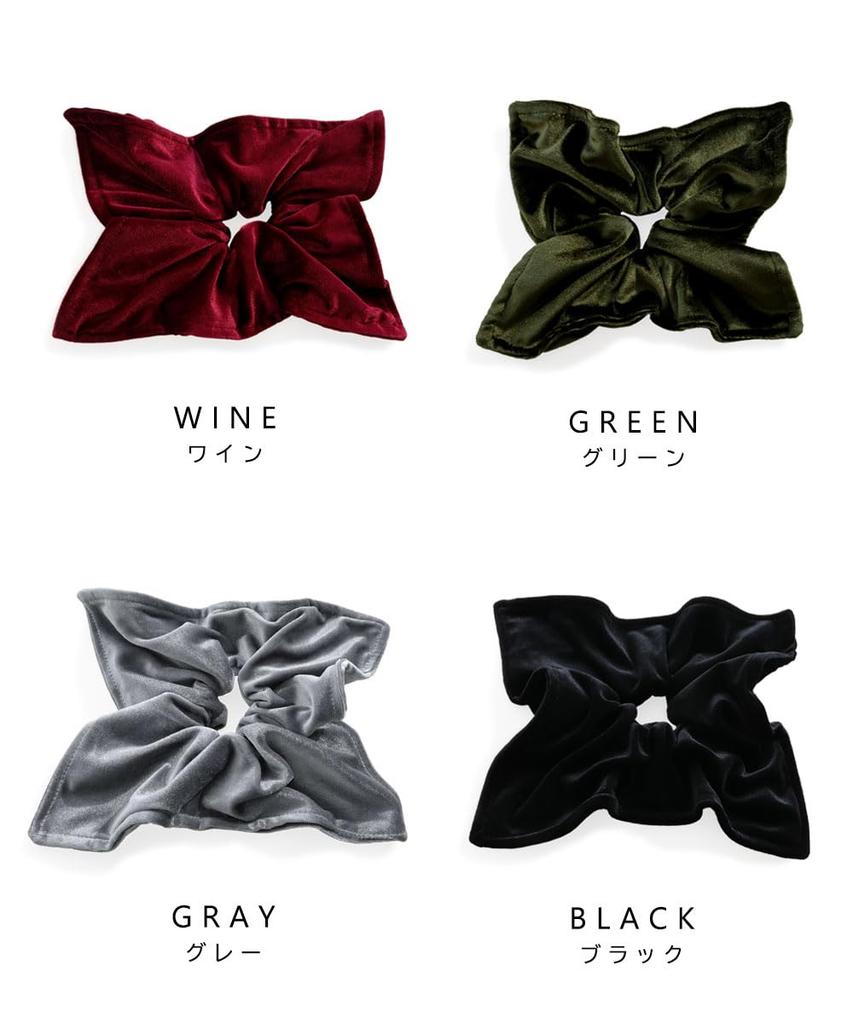 JewelVOX Scrunchie Hair Square Velvet Hair Cute for Adults Tie, Women's Accessory, Large, Square, (Black)