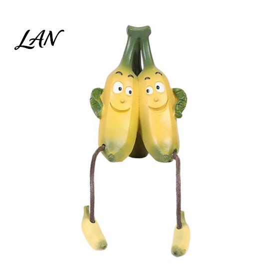 Decorative Fruit for Kitchen Resin Shelf Sitter Figurines with Flexible Dangling Legs, Whimsical Hanging Edge Statues, Cute Character Desktop