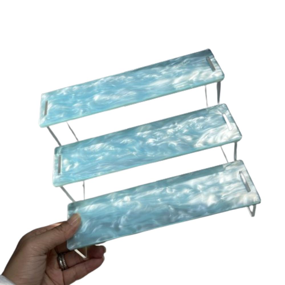 

Dazzling Toys Стойка для хранения моделей Дизайн «Мика» с волнообразным узором Игрушки-фигурки Модельная полка Декор для офиса синий