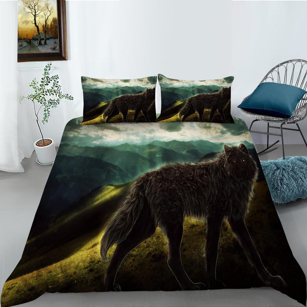 Shopify Can Wolf Series Bedding Two Or Three Pieces Polyester 3D Digital Printing