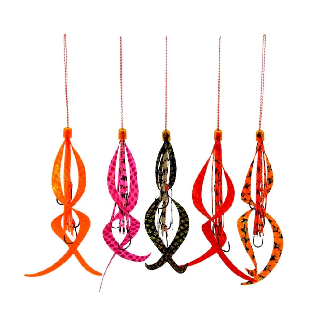 Deep Range Replacement Tie Skirt Hooks for Tai Set of 5 Rubber, 3-Hook (Mixed Colors)