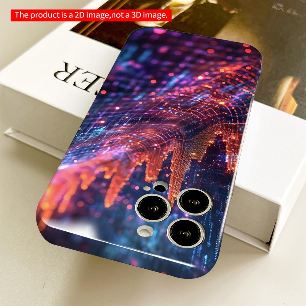 2DFlat Neon City Lights Digital Art Phone Case All Inclusive Film Hard Phone Case, Compatible with iPhone 18 Pro Max 17 16 15 14 13 12 11