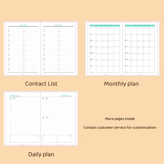 Monthly Index Planner 2027 A5 Daily Planner, Vertical Grain Hardcover 320 Page Goal Setting Agenda Schedule Notebook, English Calendar Organizer