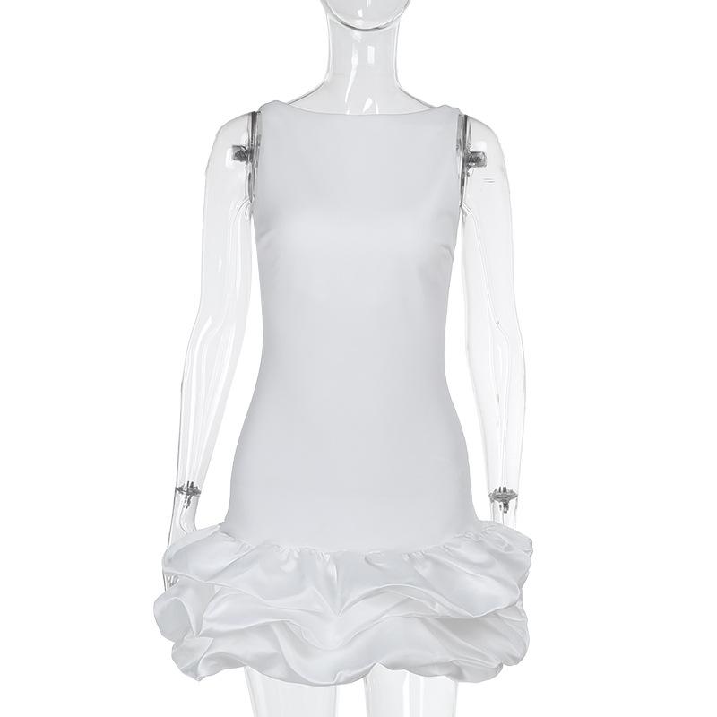 

Весеннее женское платье в стиле светской львицы, сексуальное, облегающее, с пышным низом, платье-майка S белый