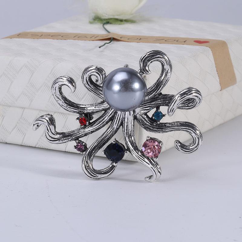 Creative Personality Octopus Octopus Pearl Rhinestone Brooch Clothing Accessories