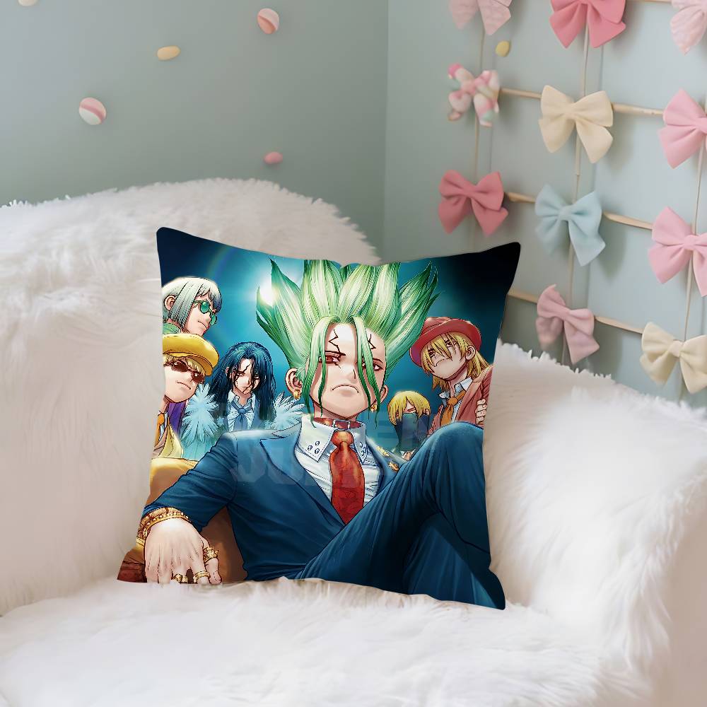 Anime D-Dr. Stone Pillow Case Cushion Cover Soft Cute Throw Pillow Case For Car Sofa Pillowcase Polyester With Zipper