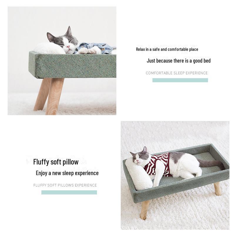 Kreatywny hamak dla kota z litego drewna: Oddychające, całoroczne, odporne na wilgoć i opalanie legowisko dla zwierząt