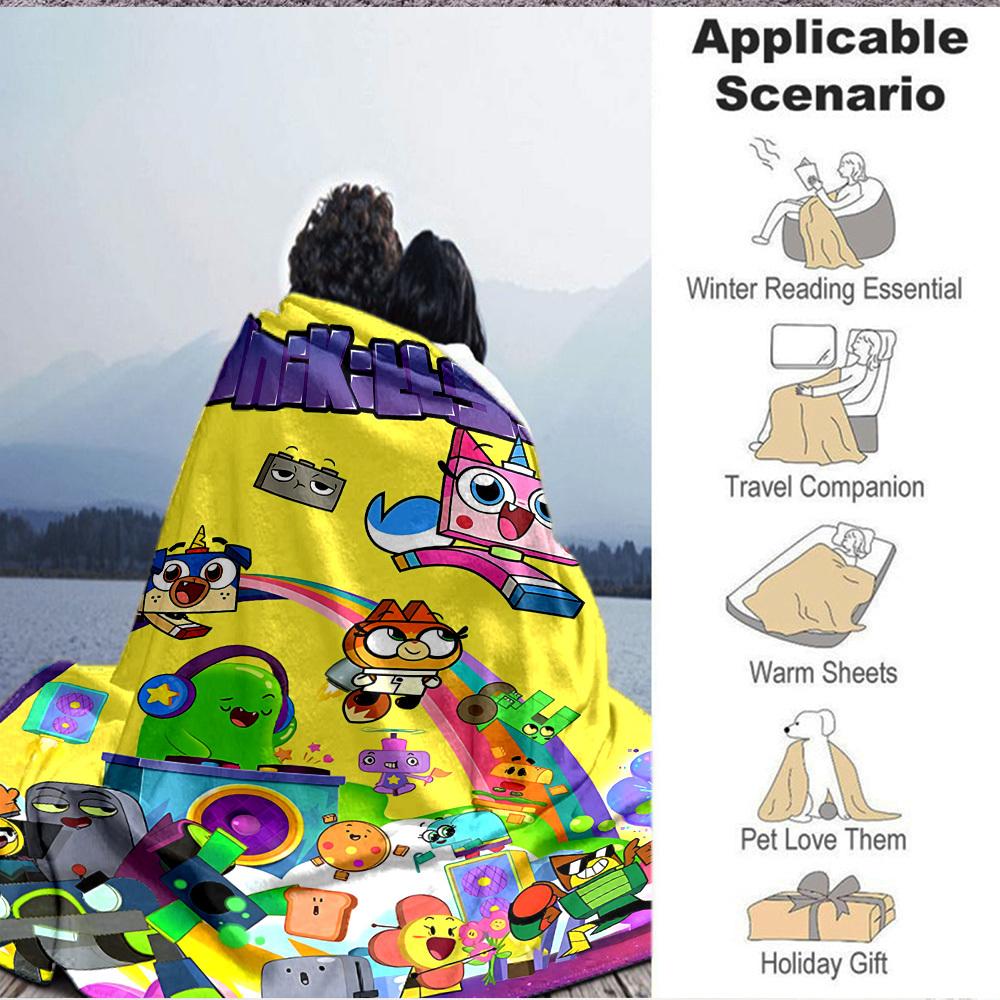 1pc Unikitty Characters Cozy Print Blanket Lightweight Warm Flannel Throw Blanket For Sofa, Bed, Living Room