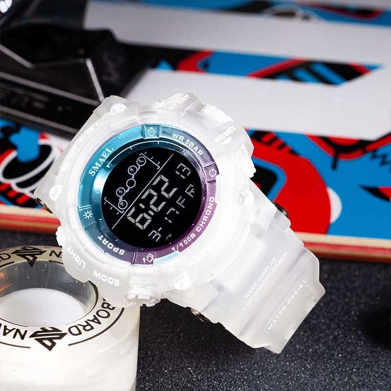 SMAEL Digital Watch 8082  Colorful Sport 3BAR Water Resistant Alarm Stop Watch Square Plastic Case Shock Resistant
