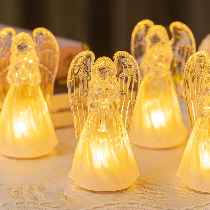 LED Light-up Little Angel Acrylic Imitation Crystal Angel Ornament Christmas Decoration Angel Night Light