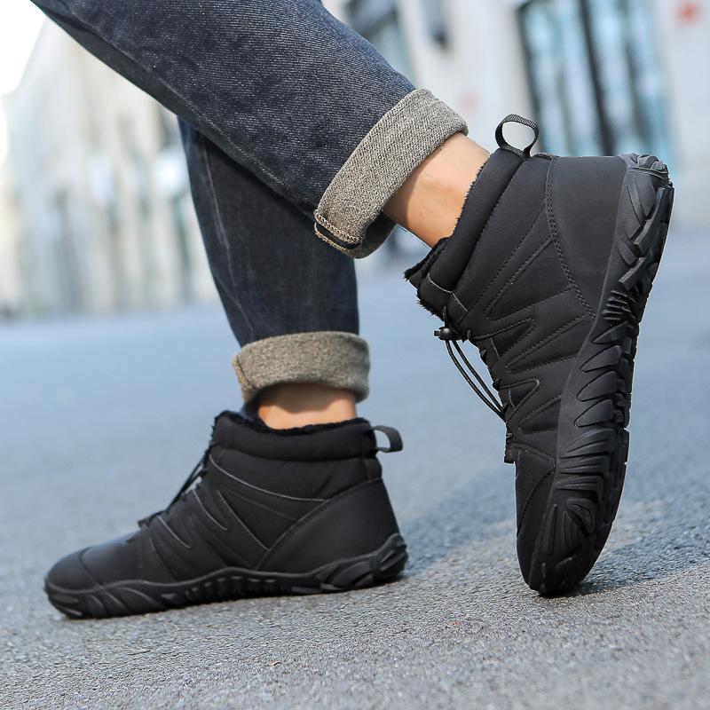 New five-finger men's snow boots barefoot piled thickened single shoes waterproof and non-slip barefoot non-slip cotton shoes