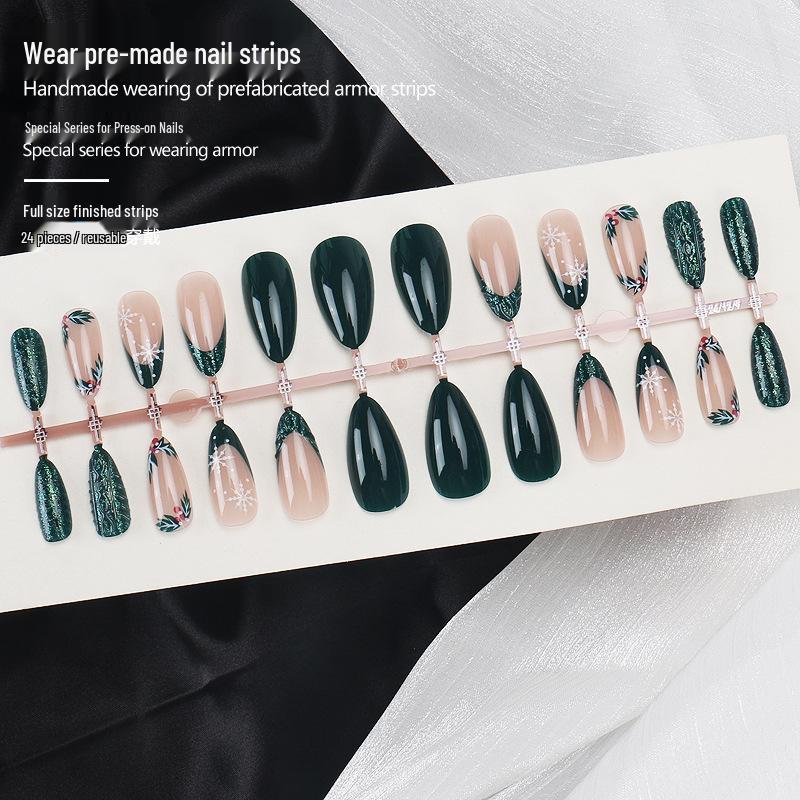 

3D Dark Green Water Drop Christmas Wearable Nail Stickers